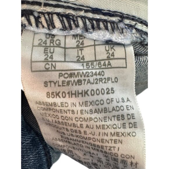 Guess Womens Mid Rise Jeans Medium Wash 24 Distressed Cropped Denim Straight Leg - Picture 6 of 6